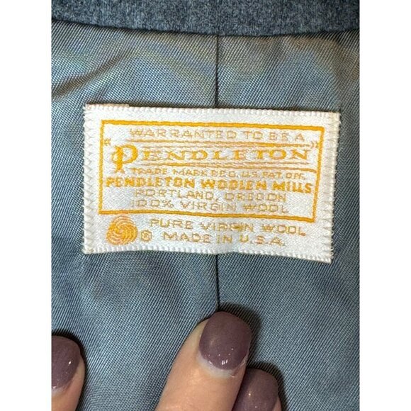 Pendleton Blazer Women 10 Gray Virgin Wool Single Breasted 3 Button Close Preppy - Picture 5 of 11